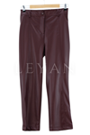 Sentez Geniş Paça Deri Pantolon- LYN01738 Bordo