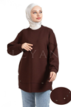 Çakım Detaylı Oysho Kumaş Sweatshirt- LYN01952 Kahve