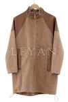 Deri Detaylı Kaşe Ceket- LYN01624 Camel