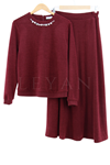 Orhan Store Triko Etekli Takım- LYN03215 Bordo