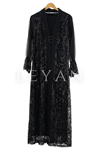 Orhan Store Pul Payet İşlemeli Abaya Takım- LYN01768 Siyah