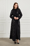 Orhan Store Gümüş Baskılı Abaya-LYN02652 Siyah