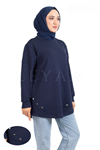 Çakım Detaylı Oysho Kumaş Sweatshirt- LYN01952 Lacivert